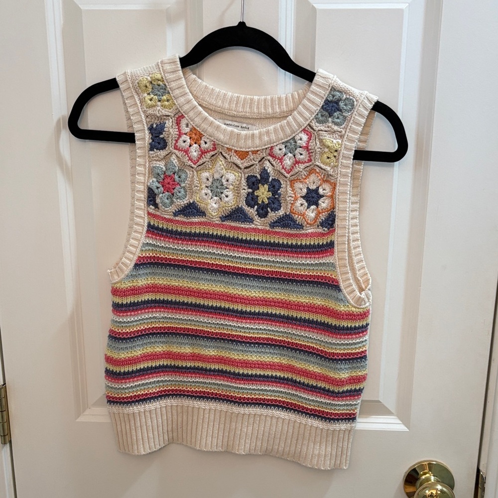 American Eagle Outfitters Multicolor Crochet Sweater